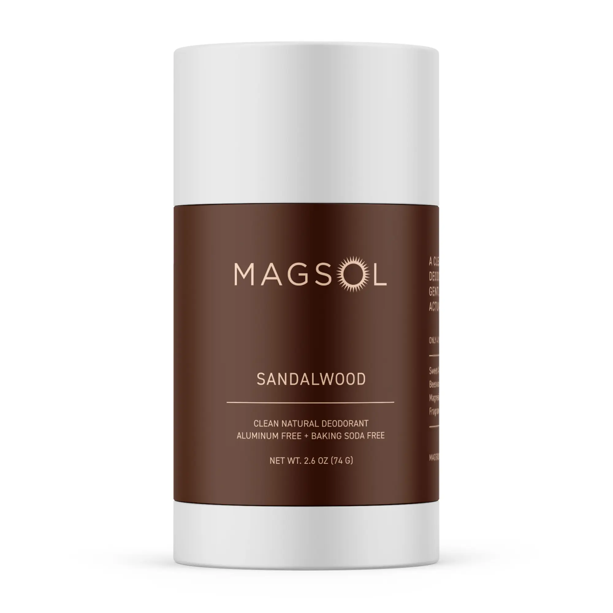 MAGSOL Natural Magnesium Deodorant - Sandalwood | Aluminum Free and Baking Soda Free