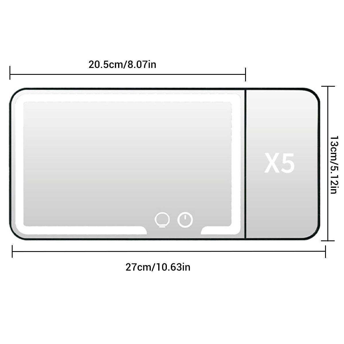 Car Sun Visor Cosmetic Mirror, Rechargeable Dimmable Vanity Mirror with 3 Light Modes, Clip-On Sun-Shading Mirror Universal for Car SUV Truck