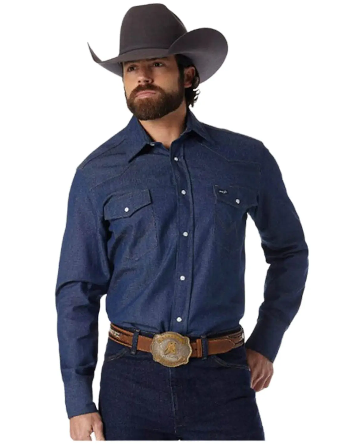 Wrangler Men's Men'S Cowboy Cut Rigid Denim Western Work Shirt - 70127Mw