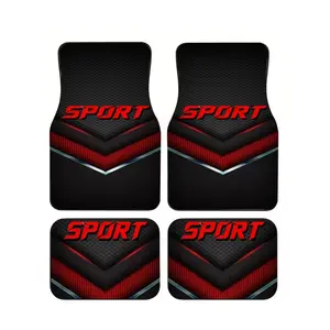 4pcs Universal Car Floor Mats, Thickened Print Sport Design, Fits Most Cars, Tesla Mdy, Suvs, Elegant Interior Decor, Halloween Christmas Gift