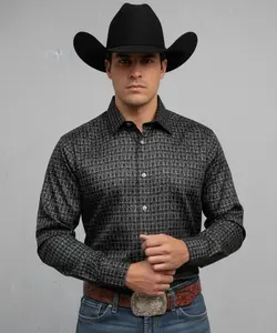 CAMISA Manga/LARGA BTN BROCHE MT4032 Men's Long Sleeve Button-Up Shirt Microfiber & Spandex Blend Comfortable Fit