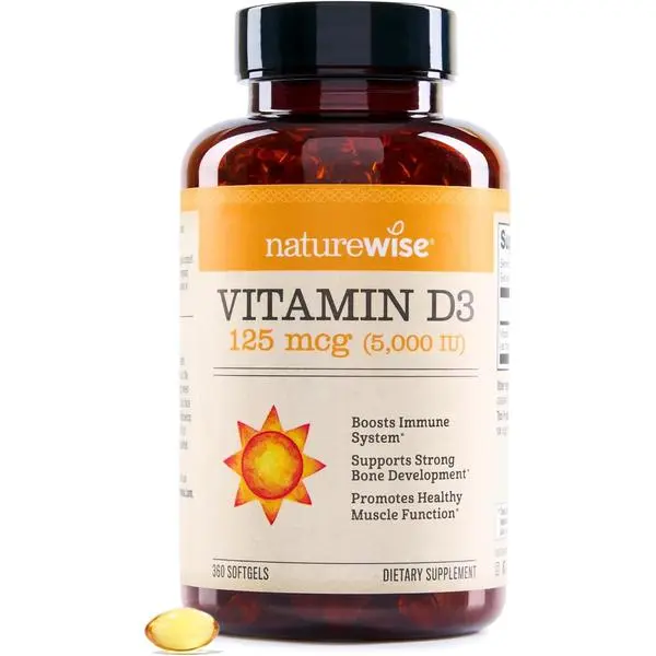 NatureWise Vitamin D3 5000IU Supplement, Immune Support, 360 Mini Softgels | Vitamin D 125 mcg - Organic Extra Virgin Olive Oil - Muscle & Bone Support - Gluten Free & USA Manufactured - 1-Year Supply