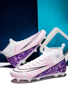 New High-End Men's High Top Football Cleats, Anti-Slip, Breathable, Lightweight, Ag Nails for Outdoor Training & Games, Unisex Design