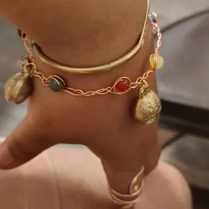 Wire Wrapped Crystal Bracelet with Tibetan Bells - Handmade Jewelry for Women