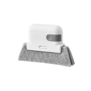 2-in-1 Detachable Window & Glass Cleaner, EVA Durable Groove Brush with Crevice Scraper for Window Tracks and Door Frames, Washable Brush Head for Easy Cleaning and Dead Angle Reach (Gray)​