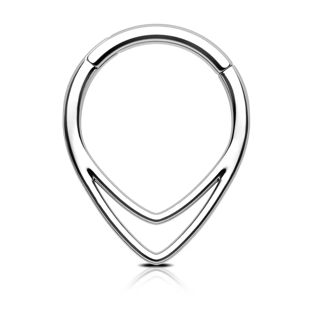 OUFER BODY JEWELRY 16G Triangle Double Hoop Septum Ring in 316L Stainless Steel, 8mm Hinged Segment Nose Ring Body Piercing Jewelry, 316L Nose Ring
