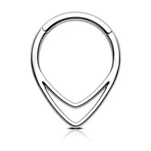 Oufer 16G 8MM Double Hoop Hinged Segment Triangle Septum Ring 316L Stainless Steel