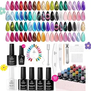 Beetles Gel Nail Polish Set- Red Purple Brown Green Burgundy Pearl Glitter Cat Eye Gel Nail Polish with Base Gel Glossy Matte Top Coat Magnet,Soak off UV Nail Gel Spring Summer for Women DIY Nail Art Salon Manicure