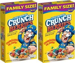 Cap'n Crunch Cereal, Crunch Berries, 20.5oz Box (Pack of 2)