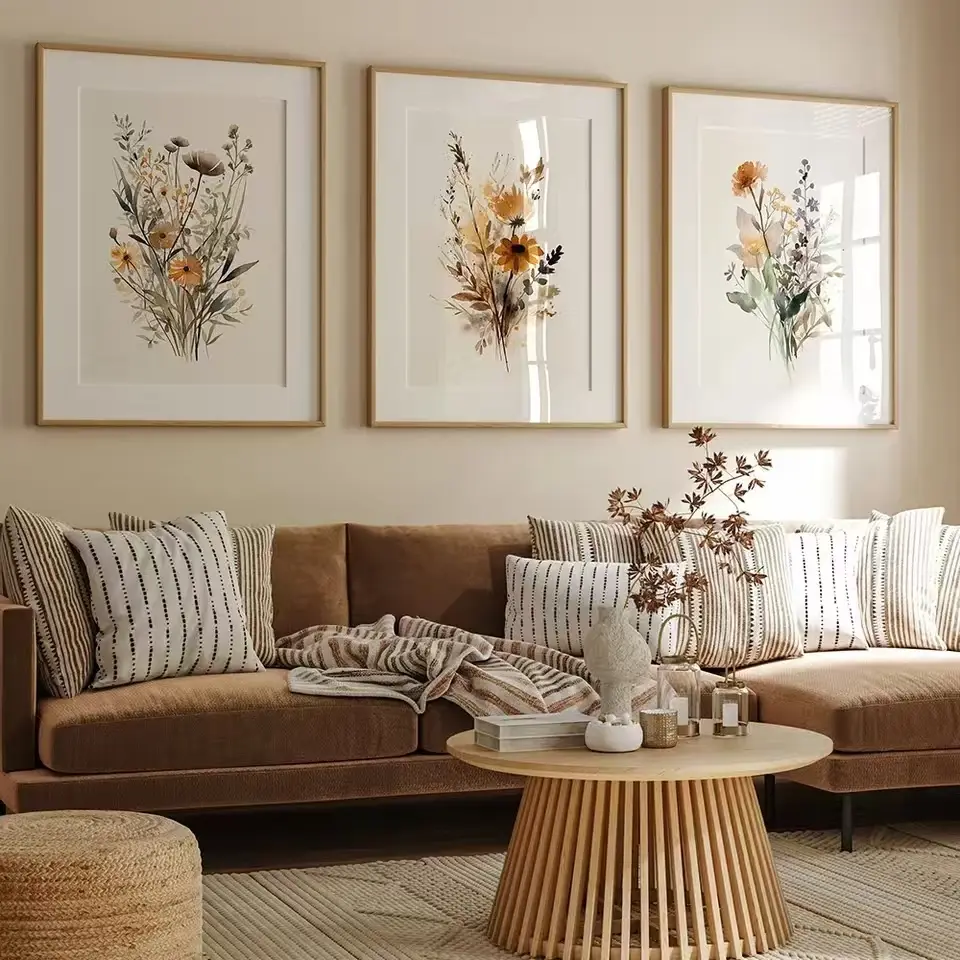3pcs Scandinavian Minimalist Art Watercolor Wildflower Plant HD Poster Unframed Canvas Print Bedroom Living Room Decoration
