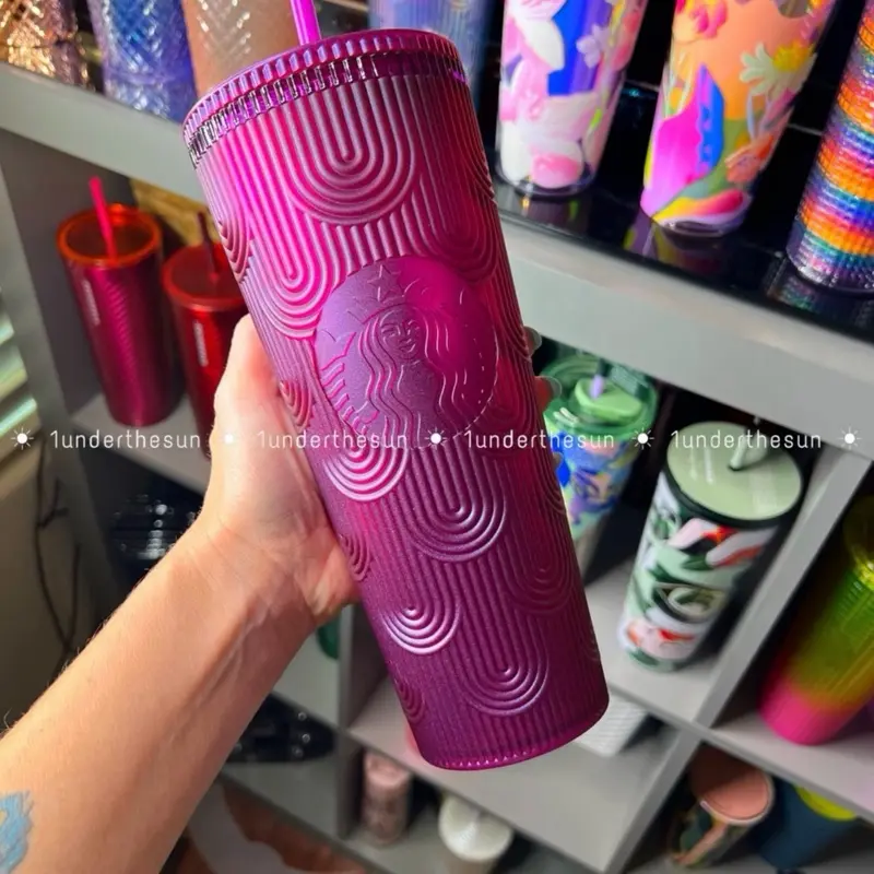 Starbucks 2024 MAGENTA Siren Shell Shimmer   Mermaid Scale Tumbler 24oz