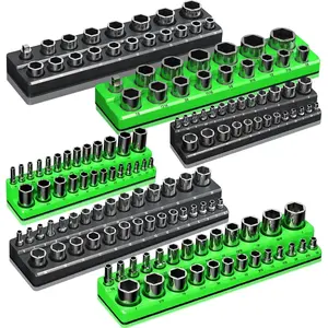 Socket Organizer Holder Set For Tool Box Drawer, Toolbox Organization Including 1/4", 3/8" and 1/2" Drive Metric SAE Socket Trays (Sockets are not Included)