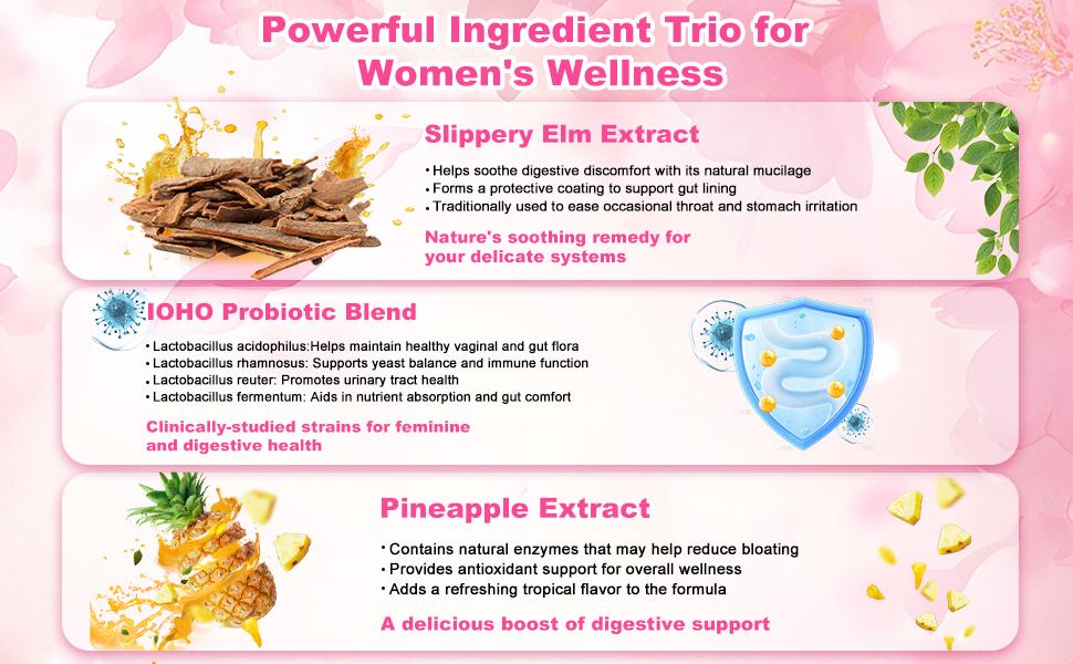 【Gold Plus】IOHO Her Juicy Feminine Probiotics Gummies-All in One Solution with Slippery Elm and Prebiotics&Lactobacillus Probiotic Blend for Women's pH Balance and Dryness-Hawaiian Pineapple Gummies 60 Count women’s probiotics - Supplement Healthcare 【Gold Plus】IOHO Her Juicy Feminine Probiotics Gummies-All in One Solution with Slippery Elm and Prebiotics&Lactobacillus Probiotic Blend for Women's pH Balance and Dryness-Hawaiian Pineapple Gummies 60 Count women’s probiotics - Supplement Healthcare