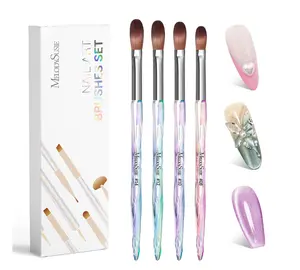 MelodySusie 4Pcs Acrylic Nail Brush Set, Size 8/10/12/14/ Professional Nail Brushes for Acrylic Application Acrylic Powder Nail Extension and 3D Nail Carving for DIY Home Salon Nail Art Manicure Tool