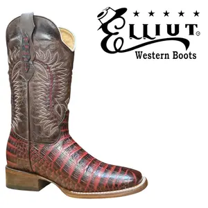 Men's Fashion Boots, Caiman Belly Print Red Shoe