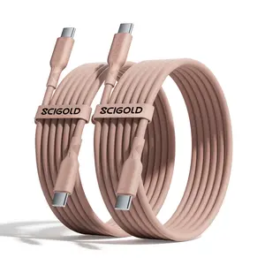 Scigold USB C to USB C Cable 6FT 100W, 2Pack USB C Cable, PD Type C Charging Cable Fast Charging Compatible with iPhone 15, MacBook Pro, iPad Pro, Galaxy S20 and Other USB C Charger