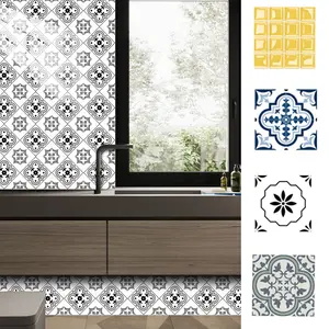 10pcs Vinyl Decorative Tiles, Self-Adhesive Backing, Modern Minimalist, Vintage Floral Mix, Ideal for Balcony, Kitchen, Rental Renovation