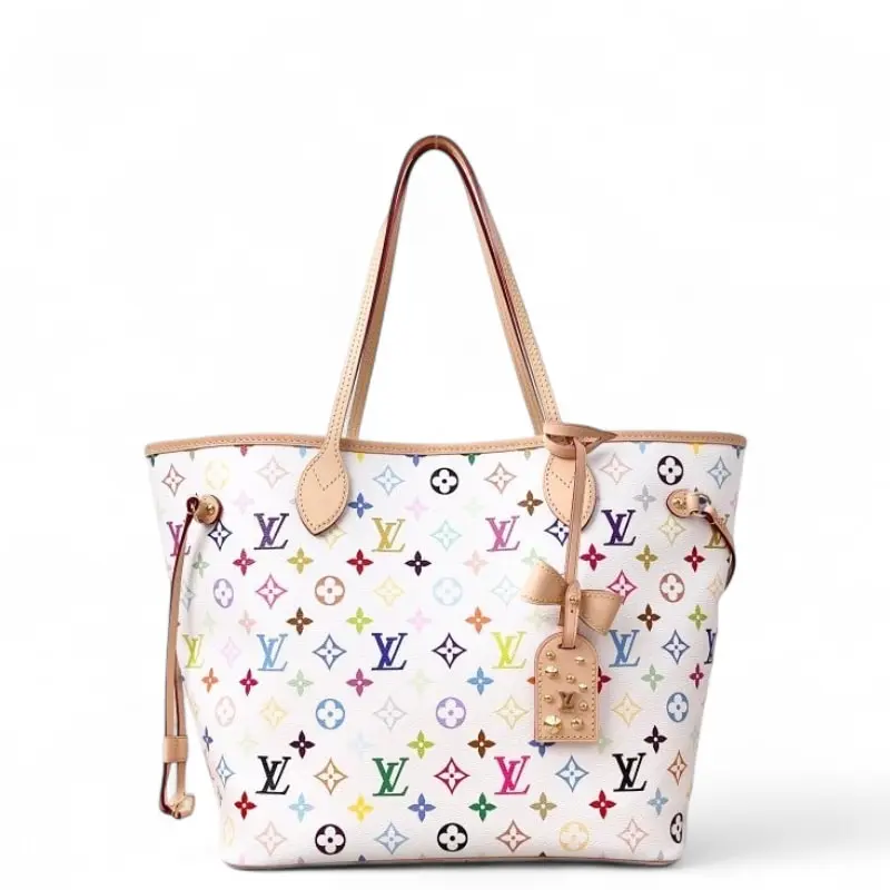 Pre-owned Louis Vuitton Canvas Tote bags X Takashi Murakami Neo Neverfull MM Monogram Multicolor White (jt091626e2r) [Shanghai]