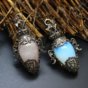 Retro Necklace Punk Pendant Natural Healing Crystal Gorgeous Stone Gemstone Jewelry Energy Love Girlfriend Boyfriend Souvenir Valentine Father Mother Anniversary New Year Christmas Halloween Birthday Gift