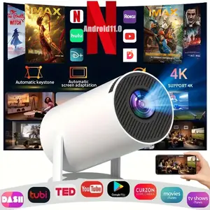 Portable Mini Projector Dual Wifi Videosource Supported Native 1280x720P Android 11 Built-in Speaker Appstore BT5.4 Cinema Outdoor Mini Projetor WIFI Remote Control Included Projector 2025 Audio projectors