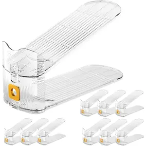 10Pack Shoe Slot Organizers Clear Shoe Stacker Organizer for Closet Shoe Holder Space Saver Rack Storage for Closet (Clear, 10Pack)