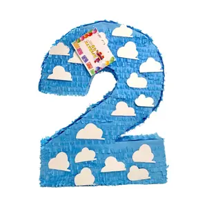 APINATA4U Number Two Pinata - 20" Clouds Themed Birthday Party Blue & White Color 20 x 16 x 4 Inches