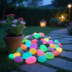Set of 32 Extra-Large, Dreamy, Glowing Pebbles for Garden Paths, Aquariums, and Starry Night Lighting—Perfect for Home and Outdoor Decor