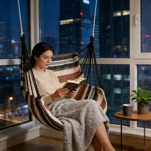Thickened Wear-Resistant Outdoor Hammock Swing for Adults - Spacious, Refreshing, Breathable, Odor-Free Camping Cradle Net Bed