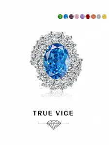 "Blue Ocean Flower Wing • Sweet Cool Ring" Fashion pigeon egg shaped aquamarine high-carbon gem ring, sparkling ice-cut adjustable band. Ideal gift for dates, perfect for daily wear, vacations & banquets.
