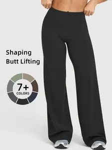 High Waist Loose Comfortable Breathable Elastic Long Pants, Butt Lifting Micro Flare Trousers, Athleisure Casual Trousers for Women, All Seasons Fitted Bottoms