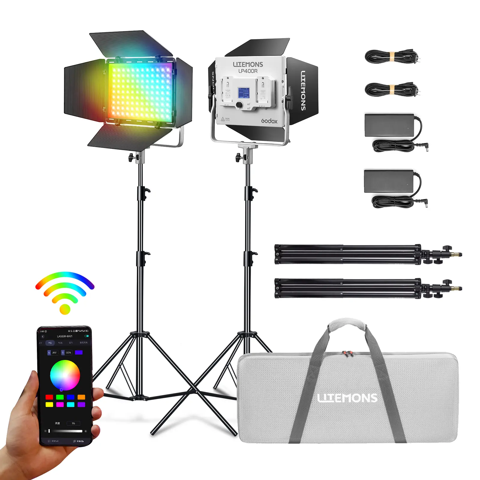 Godox LP400R Film and TV Grade LED Panel Light RGB Adjustable Bi-Color Panel Light for Still Life Photography, Outdoor Vlogs, DSLR Camera and Mobile Live Streaming Fill Light