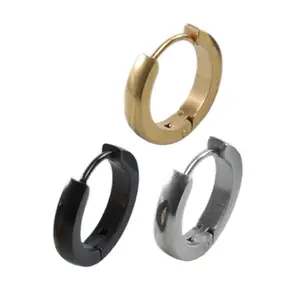 Hypoallergenic Small Hoop Earrings for Men Women 316L Surgical Stainless Steel Gold/Silver/Black Hoop Earrings for Sensitive Ears Mens Hoop Huggie Earrings Ear Piercing Jewelry Set 12mm internally threaded outdoorfun
