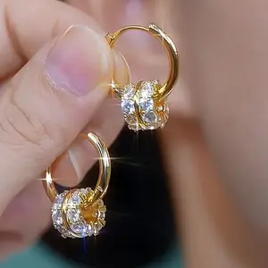 Elegant Luxury Circle Hoop Earrings for Women - Chic & Simple Design with Sparkling Cubic Zirconia, Perfect for Casual Attire or Gifting