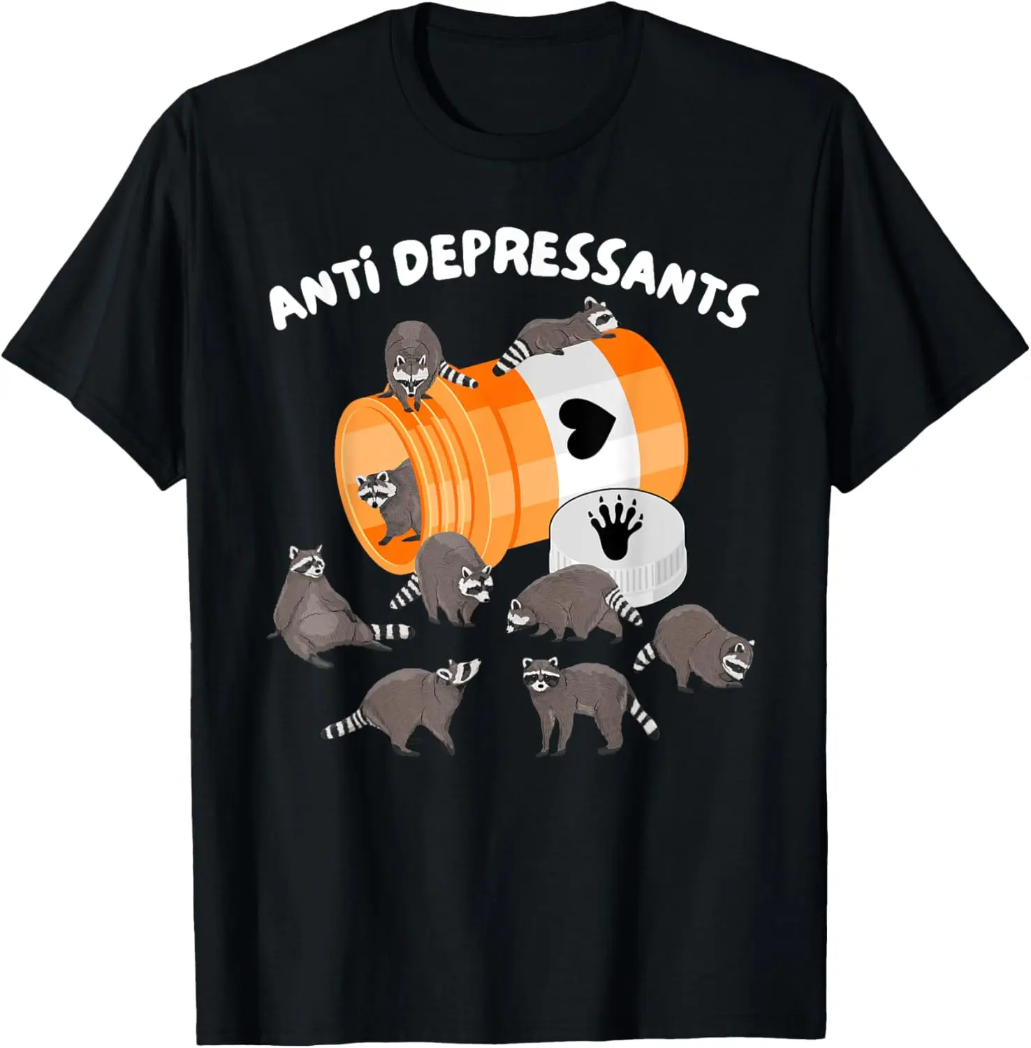 100% Cotton Depression Racoon Mental Health Anxiety Anti Depressants T-Shirt