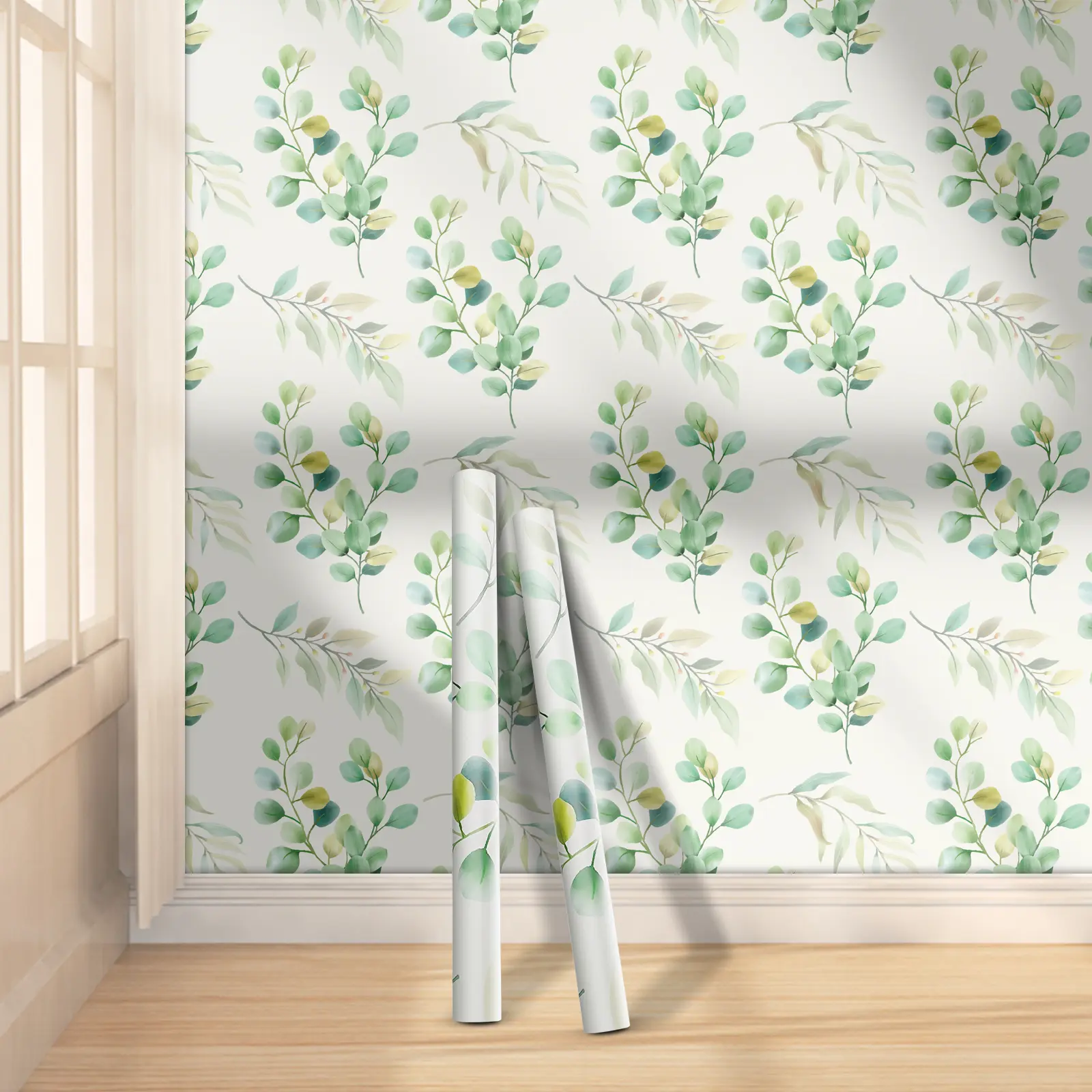 Wallpaper Roll Decorative Paper Plant Leaf Pattern Removable Wallpaper Self Adhesive Waterproof Thick Moisture-Proof Easy Clean DIY Home Decoration