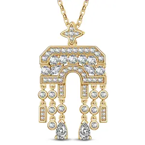 GONA Arch Tassel Pendant Necklace for Female - Adjustable Long Design with Extension Chain, Vintage Glam Unique Luxury Jewelry, Thoughtful Love Gift for Daily Wear outdoorfun tarnish proof
