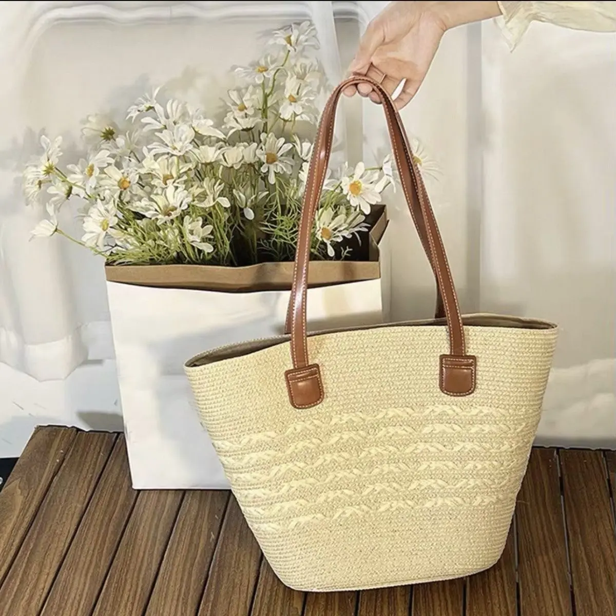 Five stranded beige beige colored