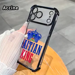 Compatible with iPhone 17 Pro Max 16 15 Plus Air 14 13 12 11 E Phone Case Haitian Royal Crown Clear Protective Four Corners Air Cushion Anti-drop Shockproof Cellphone Casing