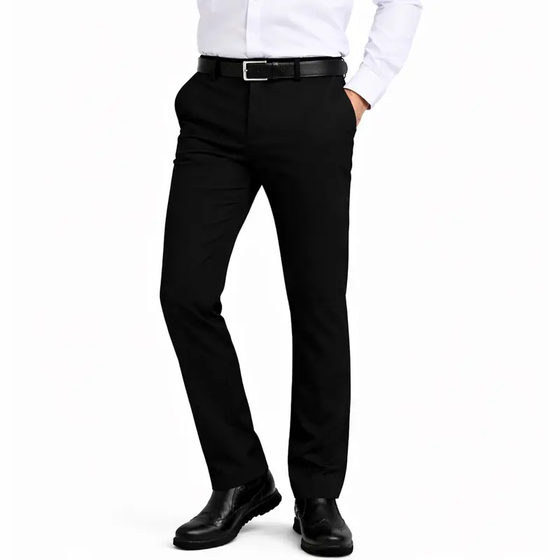 slim fit dress slacks FHY INC Mens Navy Pinstripe Wool Uniform Dress Pants – FHYINC