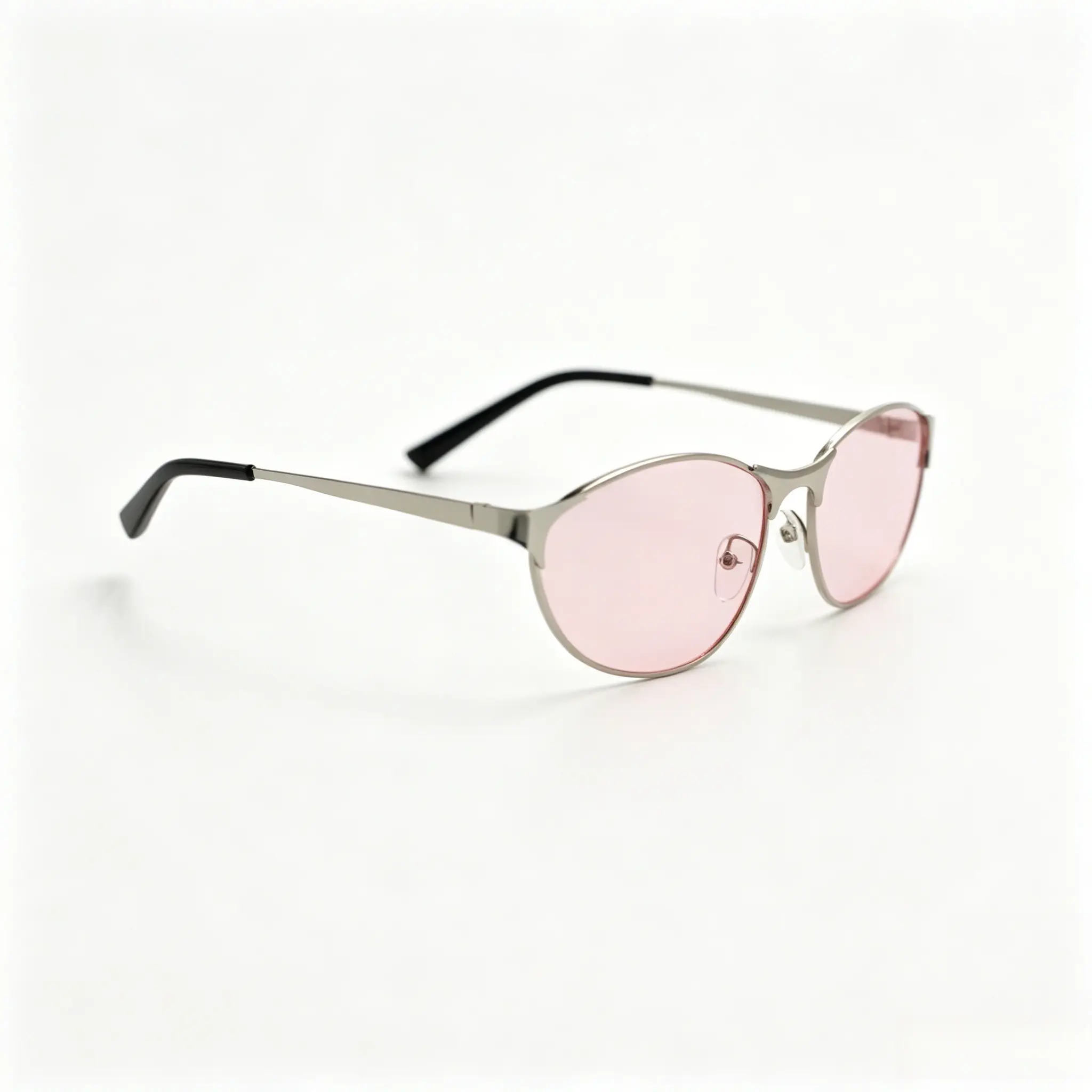 Women's Retro 60s Style Oval Sunglasses with Silver Metal Statement Frame, Fashion Eyewear with Rose Colored Lenses, Lightweight UV400 Blocker, Rose Colored Glasses