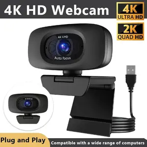 4K/2K Webcam for PC, Ultra HD Webcam with Auto Focus & Noise Cancelling Microphone, Plug & Play Computer Camera for Streaming, Video Conferencing, Zoom/Teams/Skype, Laptop Desktop Webcam with Privacy Cover
