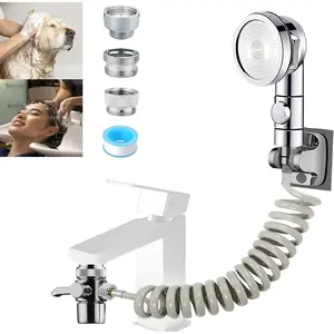 Sink Sprayer Attachment for Faucet ，Kitchen Bathroom On/Off Handheld Shower Head with Flexible Hose,Faucet Aerator & Diverter Valve,for Hair Washing Pet Dog Shower1