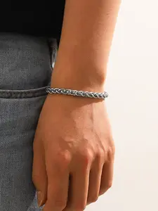 Minimalist Stainless Steel Three-Color Titanium Bracelet for Men, Unique High-End Simple Chain Jewelry, Fashionable Accessory, Link Bracelets