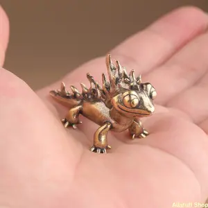 Collectible Figurines, Pure Brass Little Fire Dragon Statue Ornament, Office Living Room Desktop Decoration, Small Handheld Christmas Gift