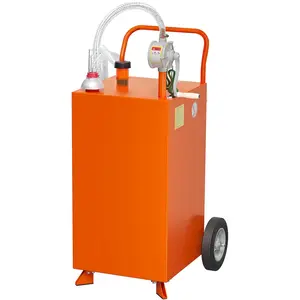 GARVEE 40 Gallon Fuel Caddy with Manual Transfer Pump - Durable Gasoline and Diesel Fuel Storage Tank for Cars, Lawn Mowers, ATVs, Boats, and More in Bright Orange