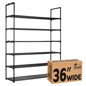6 Tier Metal Shoe Organizer, Sturdy Tall Shoe Rack for Closet, Bedroom, Entryway, Garage, Black Metal, Holds Up to 30 Pairs