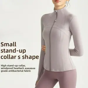 Quick-Dry Yoga Jacket for Women – Stand-Collar Slim Fit, Long Sleeve, Zip Closure, Ideal for Outdoor Running and Fitness