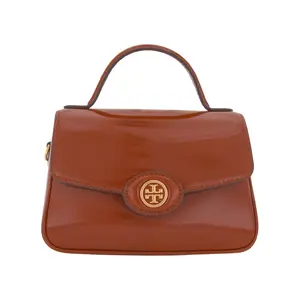 Tory Burch Robinson Small Leather Crossbody Bag with Detachable Strap in Deep Ochre