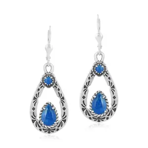 American West Sterling Pear Gemstone Dangle Earrings