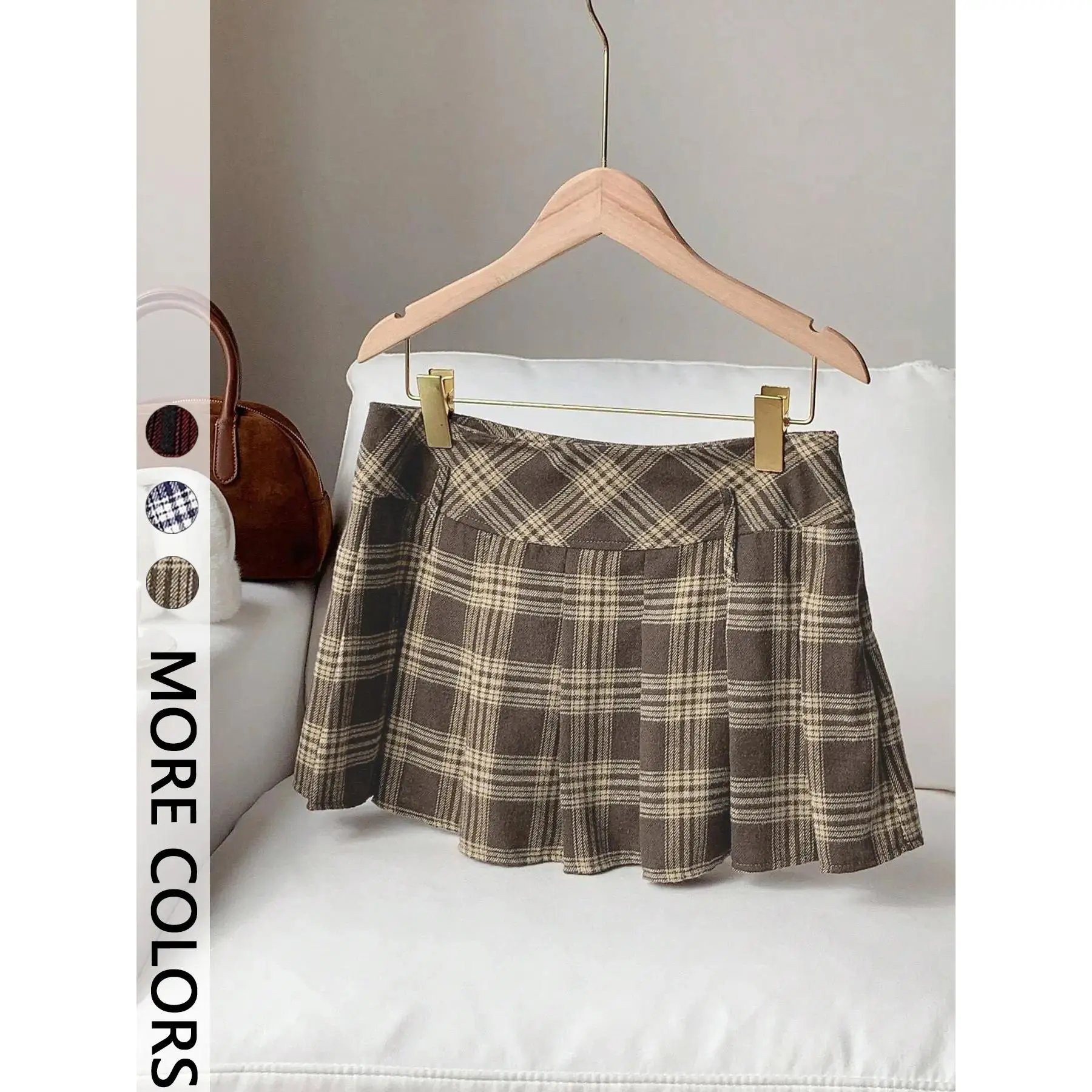 Vogue 2026 Women's Retro Pleated Skirt Y2k Mini High Waist Anti-Exposure Classic Plaid Pattern School Daily Wear, Wardrobe Essential, Modern, Going Out, Fashion, Chic, Trendy, Throwback Style, Relaxed Fit, Adjustable